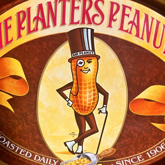 Vintage Metal Planters Peanut Company Advertisement Oval Shaped Serving Tray - Picture 3 of 7